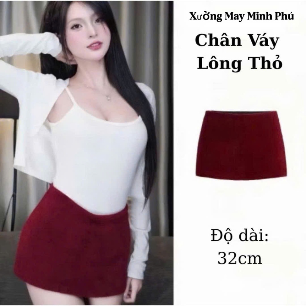 Chân váy ngắn chữ A vải Lông Thỏ phong cách Y2K,Chân váy Cạp Cao dáng ngắn basic có lót trong M268
