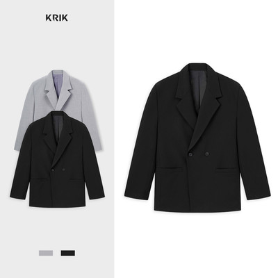 Áo Blazer Nam KRIK Form Classic Chất Liệu Co Giãn Mềm Mại Thiết Kế Hai Hàng Cúc BL5524