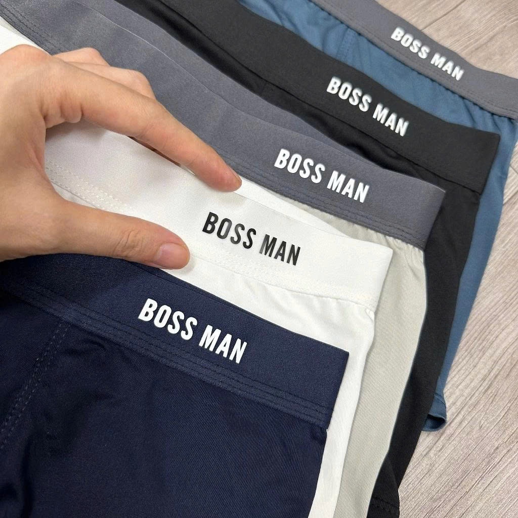 Quần Sịp Tam Giác Nam Boxer cao cấp in nổi Boss Man, Quần Boxer nam thun lạnh mềm mát co dãn và thấm