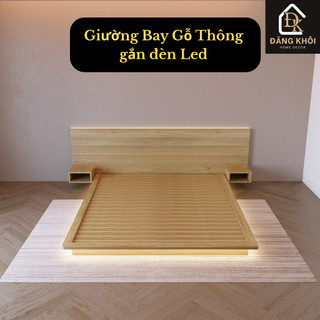  Giường Bay Gỗ Thông Gắn Đèn  LED – Giường Ngủ Lơ Lửng Kiểu Nhật Sang Trọng  HOMDECOR 