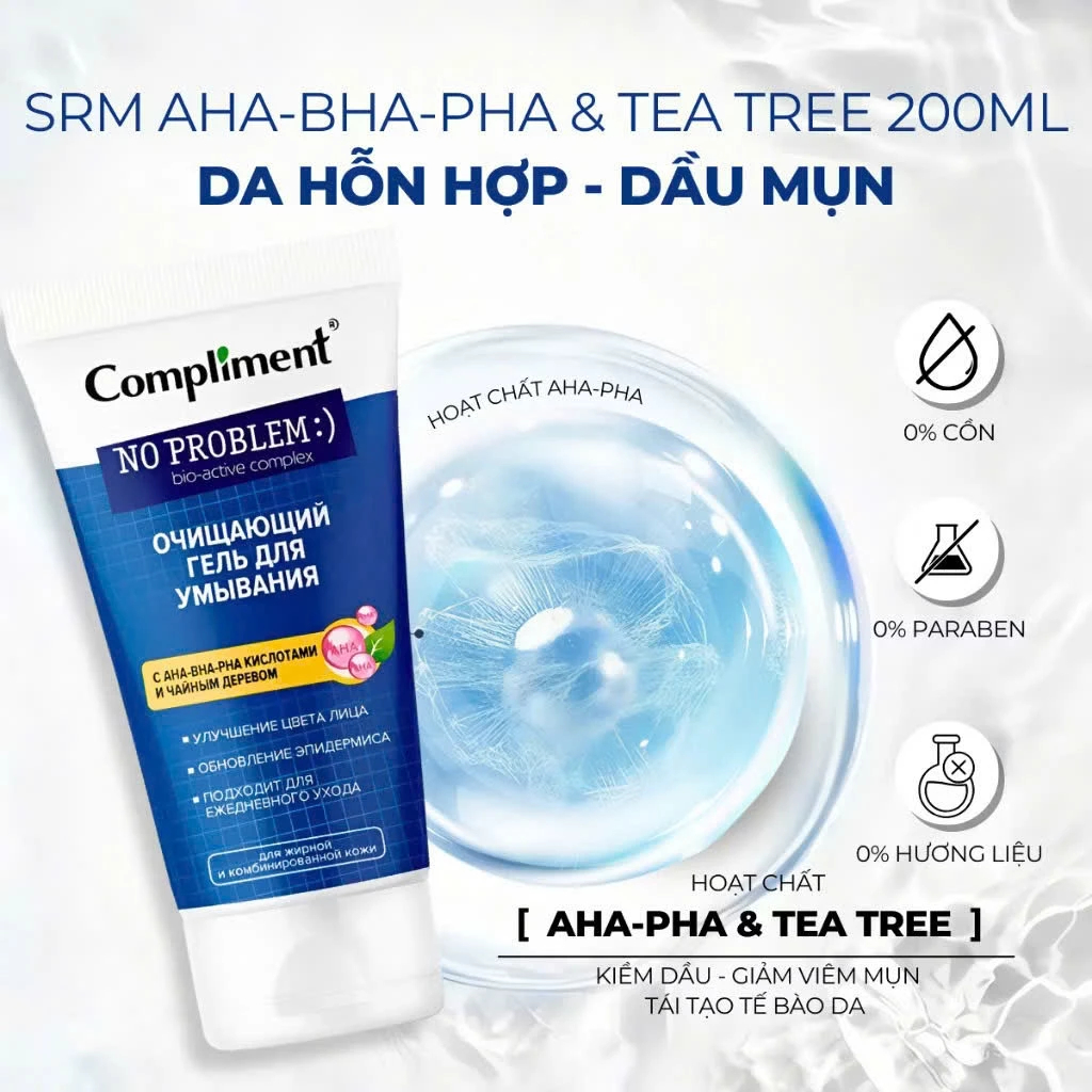 Sữa rửa mặt Compliment No Problem làm sạch sâu, giảm dầu mụn, cho da thông thoáng 200ml | BigBuy360 - bigbuy360.vn