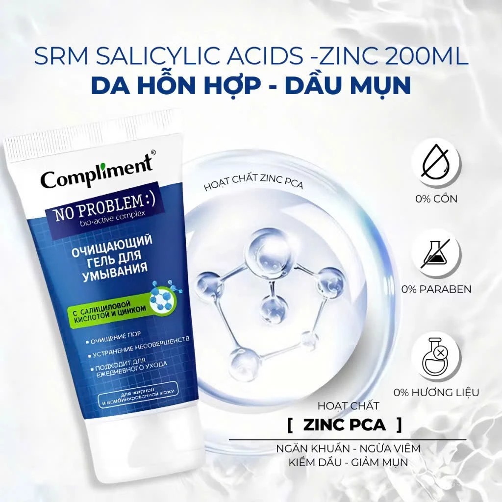 Sữa rửa mặt Compliment No Problem làm sạch sâu, giảm dầu mụn, cho da thông thoáng 200ml | BigBuy360 - bigbuy360.vn