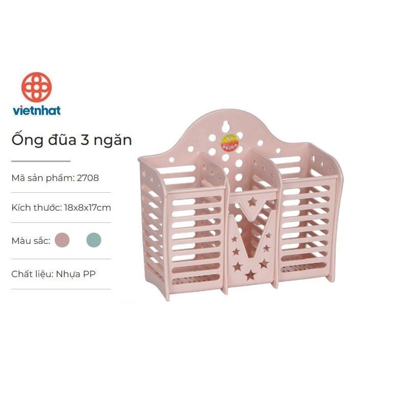 Ống Đũa 3 Ngăn Việt Nhật Mã 2708 - xanh