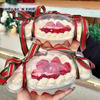  10 Hộp Nhựa Đựng Bánh Lạnh Mousse Tiramisu Bánh Ngọt Trái Cây Cắt Sẵn Hình Chiếc Kẹo  21-9  