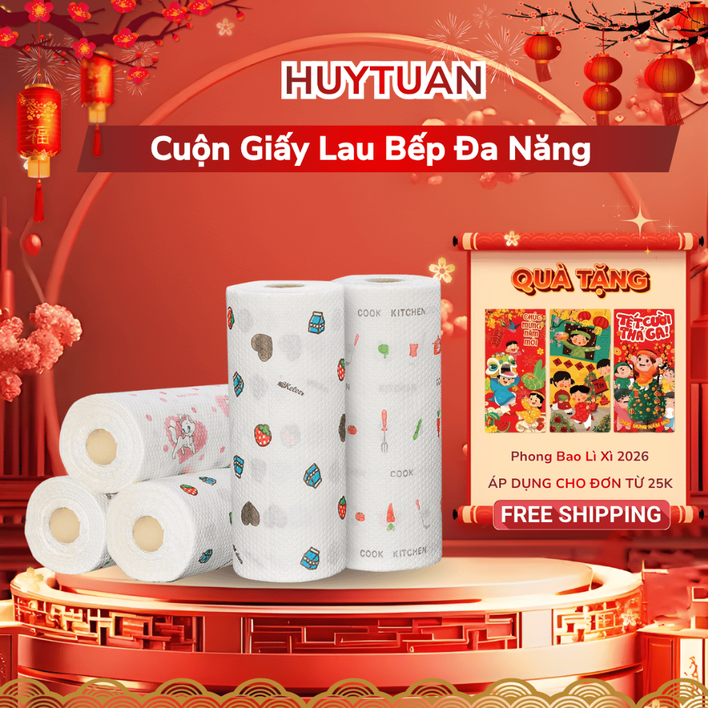 Khăn giấy lau đa năng lau bếp, lau tay cuộn trắng có thể giặt được và tái sử dụng