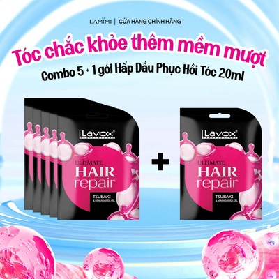 Bộ 5 Tặng 1 Túi Hấp Dầu Lavox Ultimate 20ml x6 - Giảm Gãy Rụng, Dưỡng Tóc Mềm Mượt Lamimi Chính Hãng
