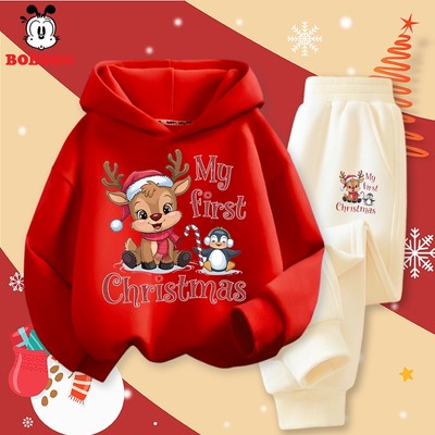 Bộ hoodie bé trai, bé gái BOBDOG chất liệu nỉ da cá ấm áp in hình tuần lộc noel dễ thương HX-KS442