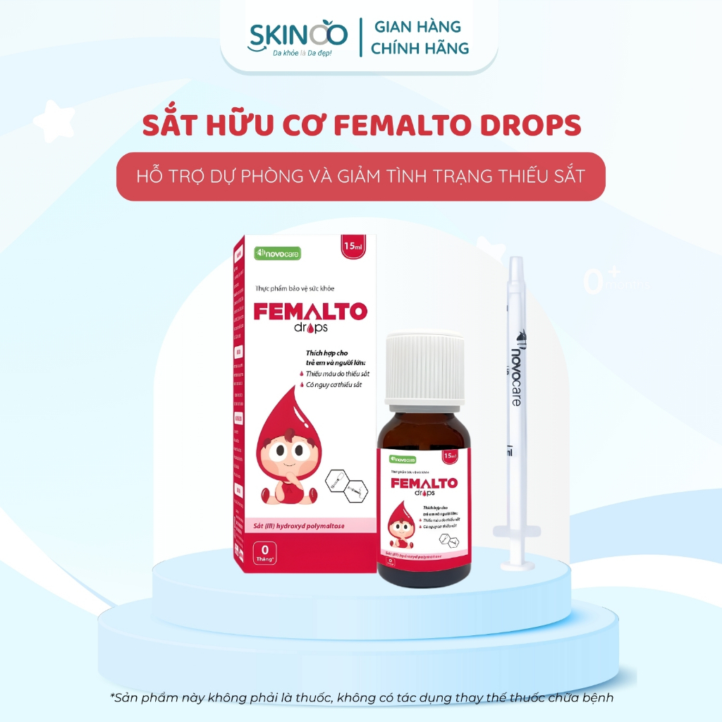 Sắt Hữu Cơ Cho Bé Novocare Femalto Drops - Bổ Sung Sắt Giúp Bé Hồng Hào Khỏe Mạnh