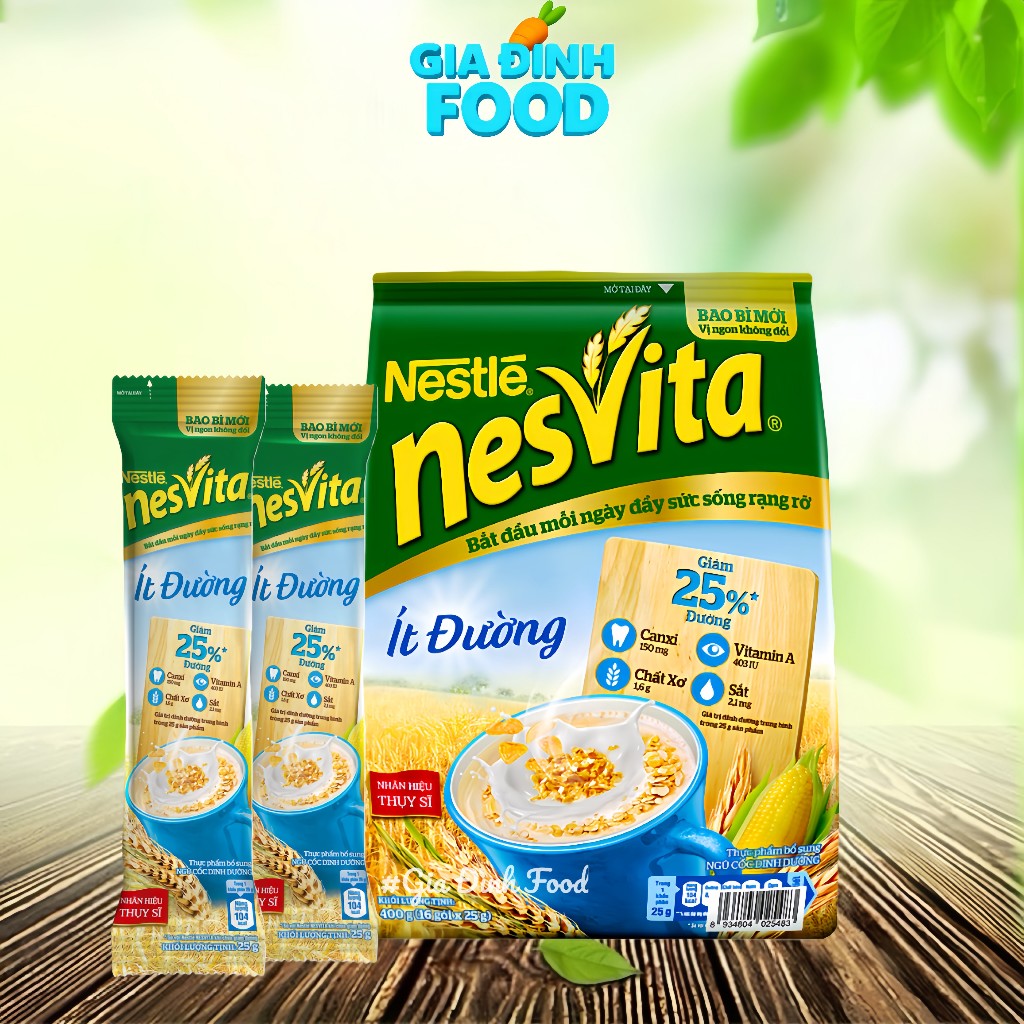 Ngũ Cốc Nestle NesVita ít đường 350g (14 gói x 25g)