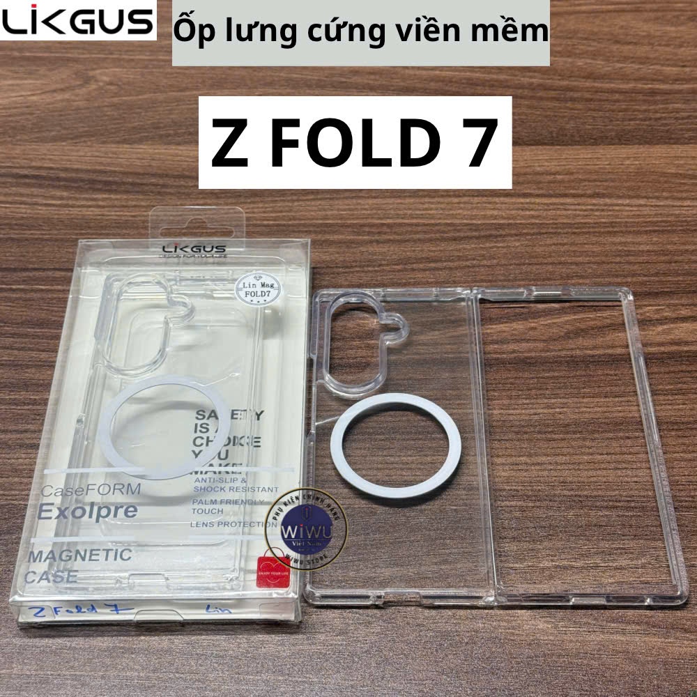 Ốp Lưng Cứng Viền Mềm Trong Suốt cho Samsung Z Fold 7 – Chính Hãng Likgus