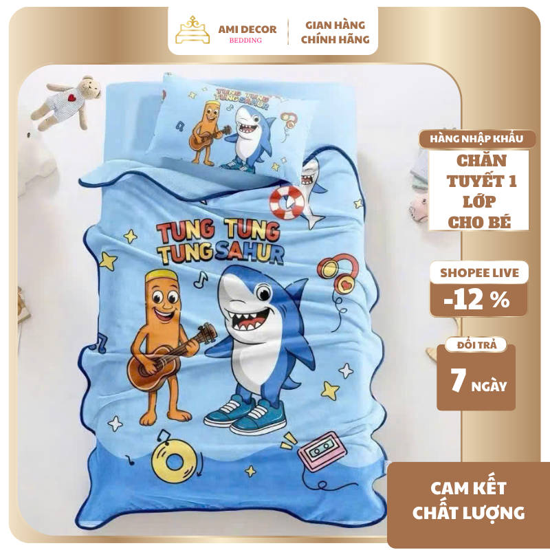 Chăn cho bé tuyết nhung siêu mềm mịn, chăn mền cho bé đi học lông tuyết kích thước 100x140cm