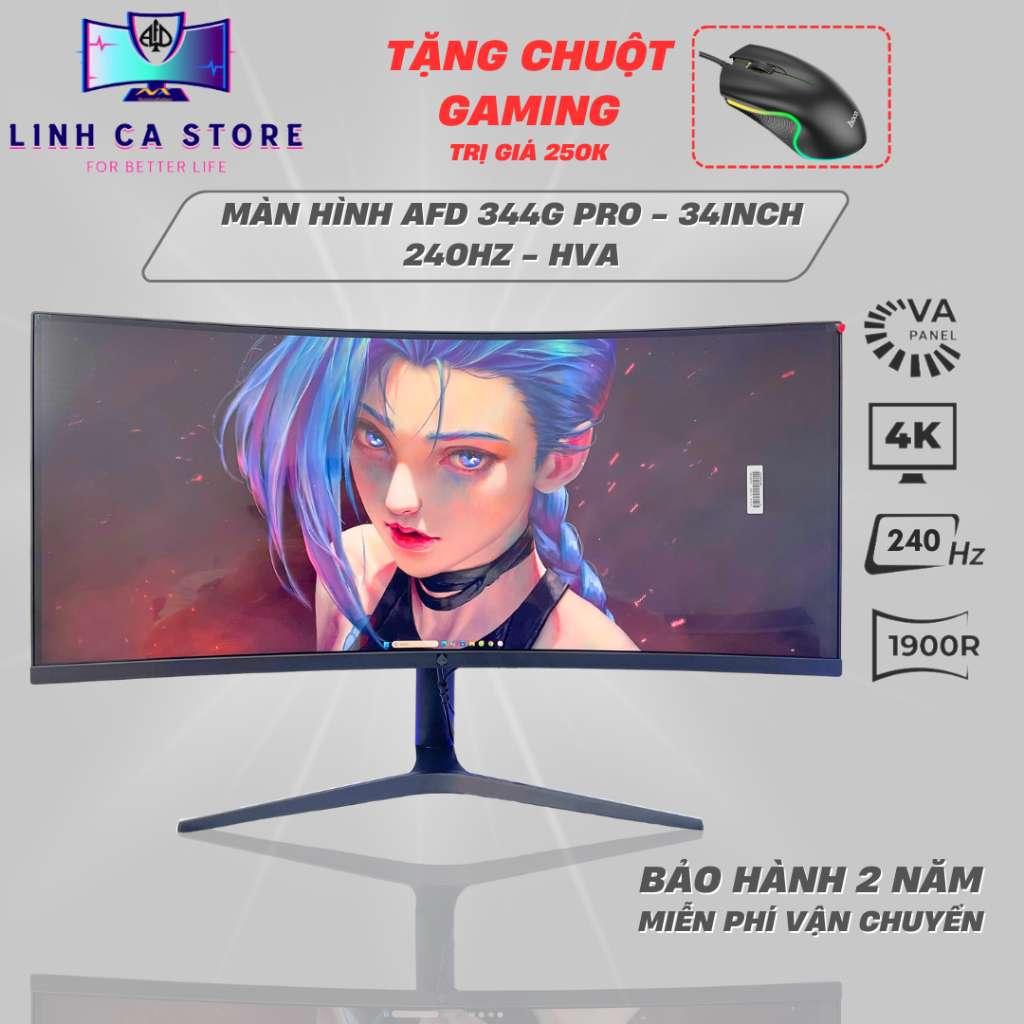 Màn Hình Cong 34 Inch WQHD AFD 344G Pro – 240Hz, HVA, HDR, FreeSync, Bảo Hành 2 Năm