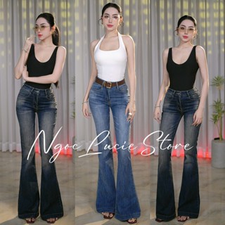   CHIỀU DÀI 100CM  Q50 - Quần Jean Nữ Co Dãn Form Ôm Ống Loe Dài Phong Cách Đơn Giản Dễ Phối - Ngọc Lucie 