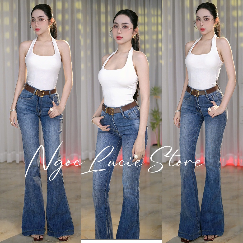 (CHIỀU DÀI 106CM) Q50 - Quần Jean Nữ Co Dãn Form Ôm Ống Loe Dài Phong Cách Đơn Giản, Dễ Phối - Ngọc Lucie