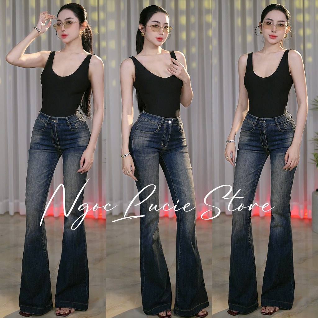 (CHIỀU DÀI 100CM) Q50 - Quần Jean Nữ Co Dãn Form Ôm Ống Loe Dài Phong Cách Đơn Giản, Dễ Phối - Ngọc Lucie | BigBuy360 - bigbuy360.vn