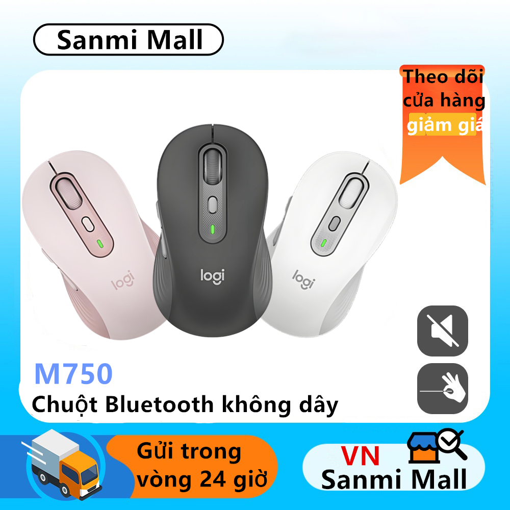 Chuột không dây Bluetooth Logitech M750 - Chuột im lặng với đầu thu USB, hỗ trợ nhiều kết nối thiết 