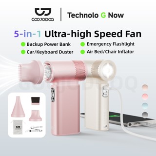 Quạt cầm tay mini GOOJODOQ 6000mah Quạt Turbo tốc độ cực cao có màn hình LED Hai vòi phun gió