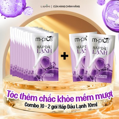 Mua 10 Tặng 2 Gói Hấp Dầu Lạnh M.Pros 10ml x12 Tiện Lợi - Dưỡng Chất Keratin, Collagen & B5 Lamimi