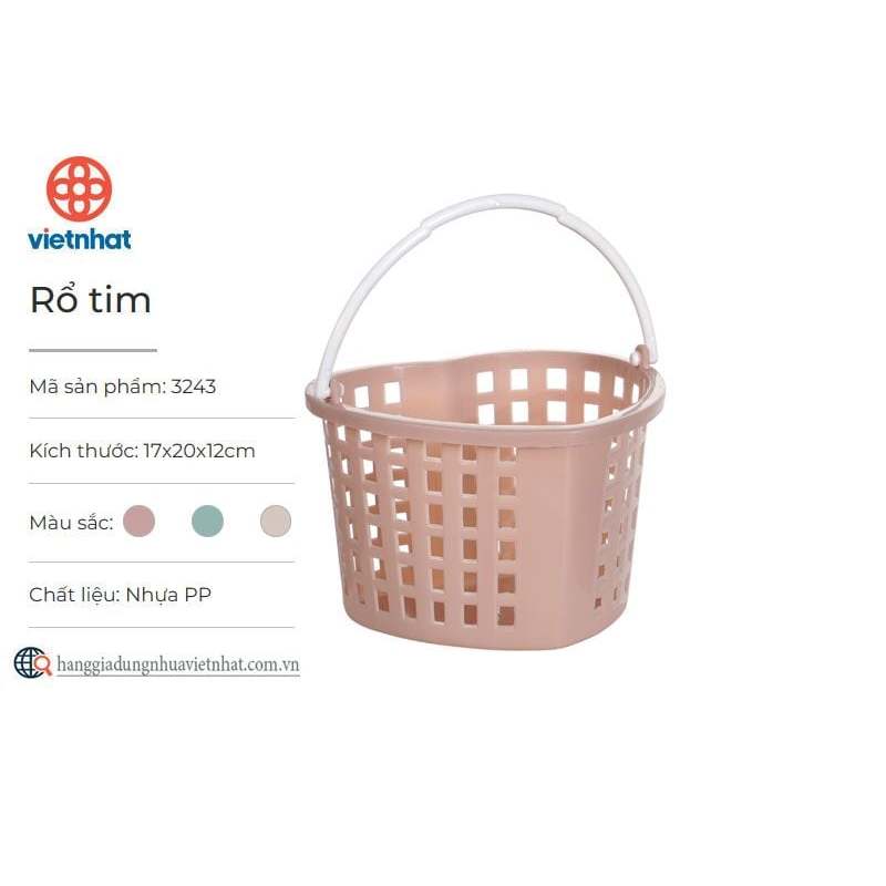 Rổ Trái Tim Có Quai Việt Nhật Mã 3243 - Xanh Dương
