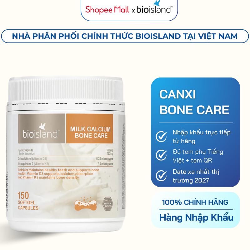  Viên Nang Canxi Sữa Hữu Cơ Bioisland Canxi Cho Mẹ Bầu Và Sau Sinh Trẻ Dậy Thì Người Trưởng Thành Và Người Cao Tuổi 