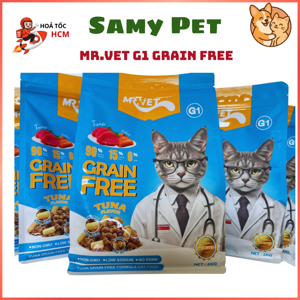 Hạt MR.VET  G1 Gói 1KG Grain Free | Hạt Mr.Vet Không Ngũ Cốc | Thức Ăn Cho Mèo Mọi Lứa Tuổi