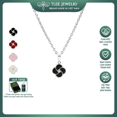 Dây chuyền bạc nữ TLEE dây hoa cỏ bốn lá cánh hoa xoáy đa sắc thu hút may mắn TLEE JEWELRY D0448