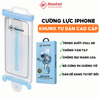  Kính cường lực iPhone khung tự dán Basefast khung tự dán màn hình cho iP 12 13 14 15 16 17 pro max 