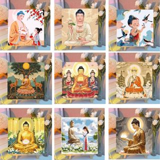  Tranh hóa số tranh tô màu theo số,tranh sơn dầu tô màu tranh theo số tranh phật có khung 20x20cm 