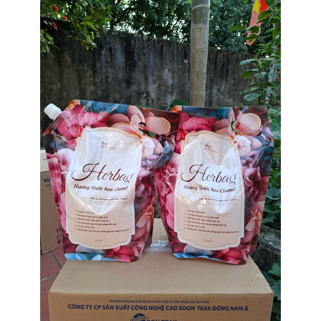 Thùng 4 túi nước giặt Hebag hương nước hoa chanel sạch thơm lâu