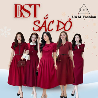   BST SẮC ĐỎ  Váy đầm nữ thiết kế U&M có Bigsize mùa lễ hội giáng sinh mặc tết 