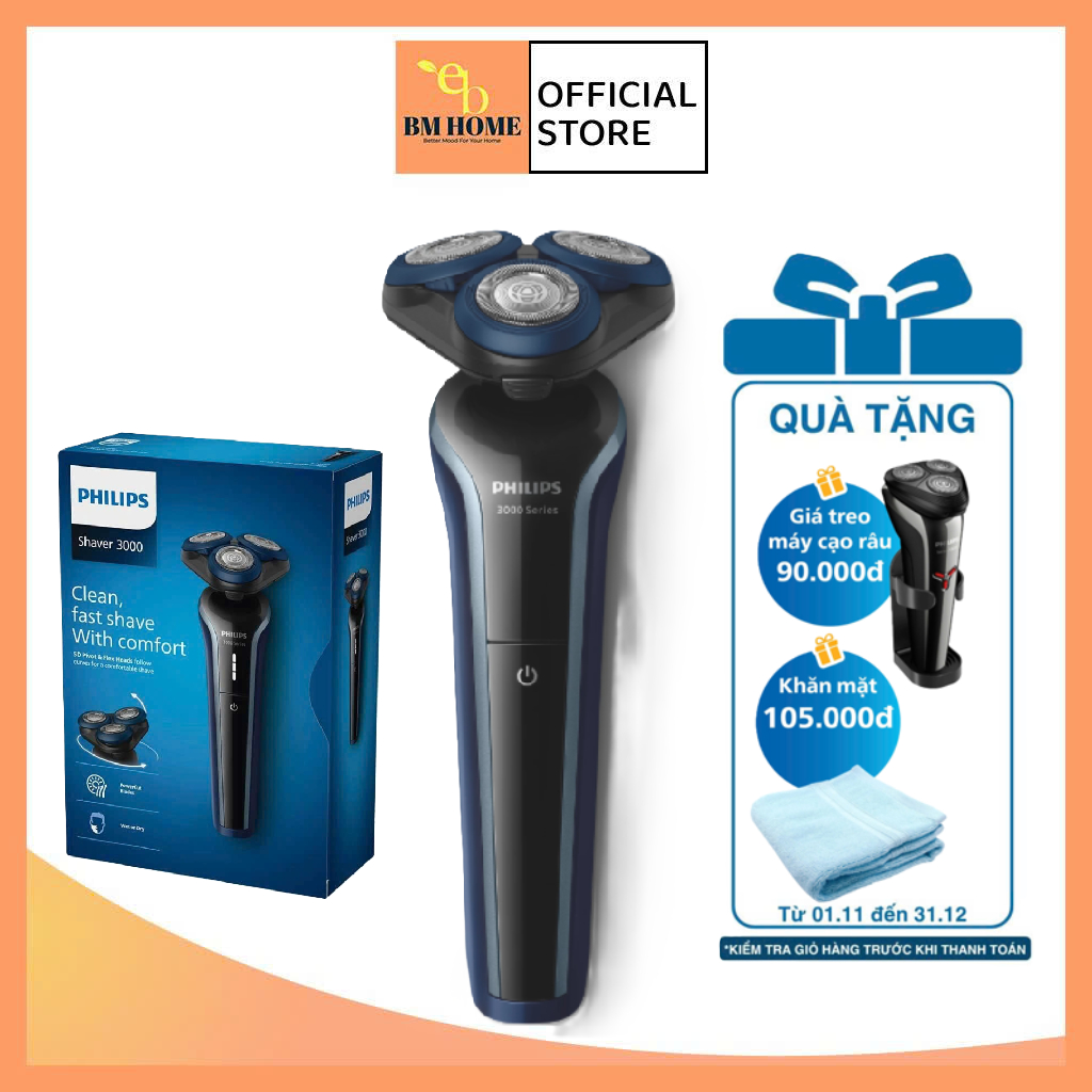 Máy cạo râu khô và ướt Philips S3608 - Bảo hành 2 năm