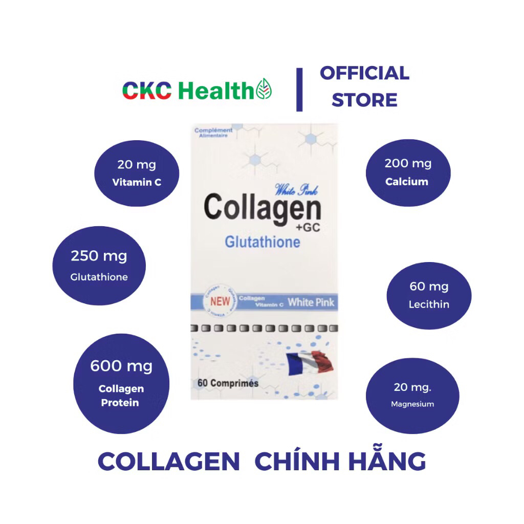 Collagen glutathione và vitamin C hỗ trợ đẹp da giảm sạm nám - collagen GC  CKC Health nhập khẩu Phá