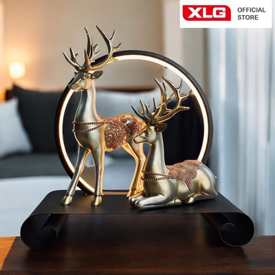 ĐỒ DECOR TRANG TRÍ NỘI THẤT – MÔ HÌNH ĐÔI HƯƠU BẠC SÂM PANH