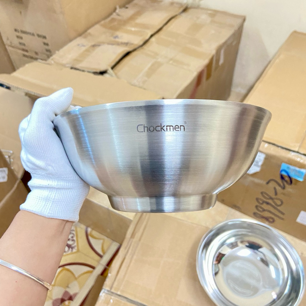 Bát 2 Lớp CHOCKMEN Inox Cao Cấp 18/10 Chống Nóng Âu Salad Bát Cách Nhiệt Bát Canh Bát Ăn Cơm