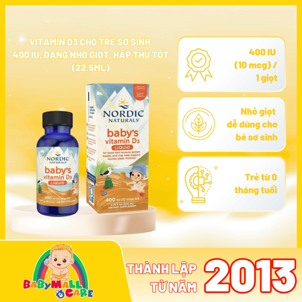 D3 Nordic Naturals 400IU Cho Trẻ Sơ Sinh 0+ | Babymall & Care