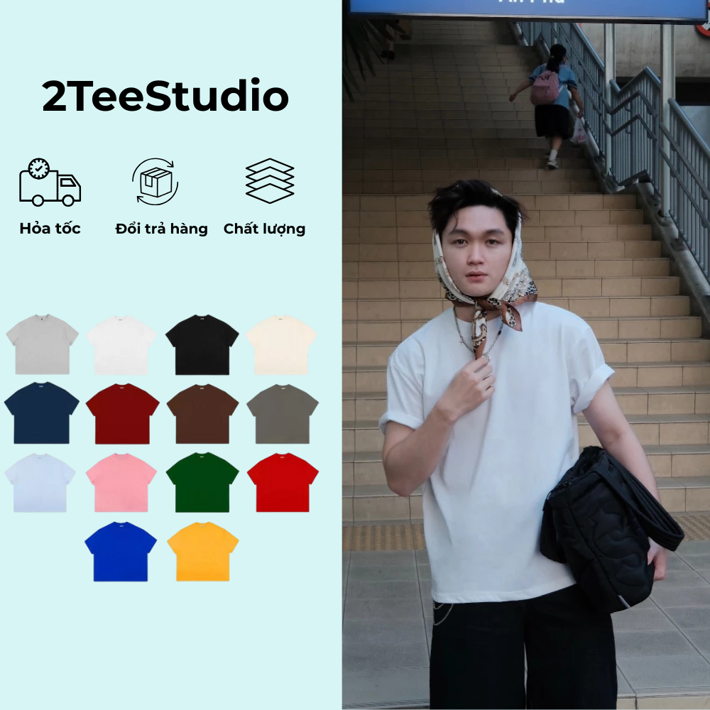 Áo Thun Trơn Unisex Form BOXY Nabi Studio Prenium 100% Cotton fullbox - AB006