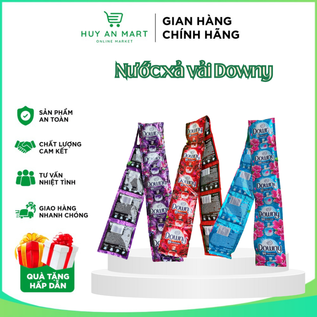 Dây 10 Gói Nước Xả Vải đậm đặc Downy 99% Kháng khuẩn mỗi gói 18ml các màu