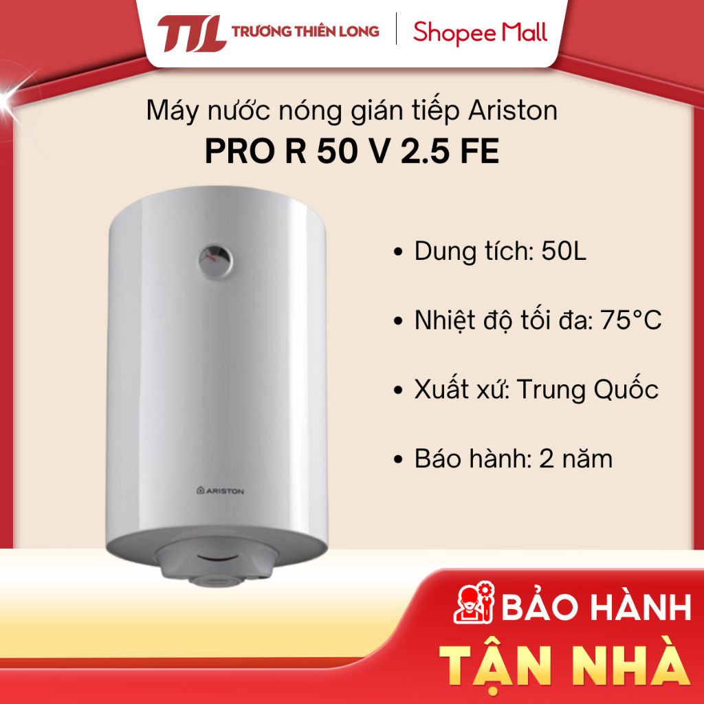 PRO R 50 V 2.5 FE - Máy Tắm Nóng Gián Tiếp Ariston 50 Lít PRO R 50L PRO R 50 V 2.5 FE [FREESHIP HCM]