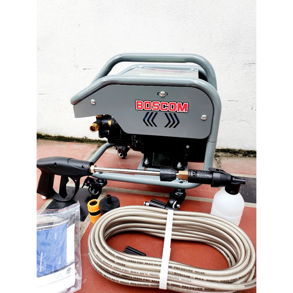 Máy Rửa Xe Chỉnh Áp BOSCOM 3500W T988 - Khung Gầm Bảo Vệ Kèm Bánh Xe Di Chuyển Thuận Tiện - Trang Bị