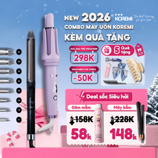 Combo Máy uốn xoăn tự động,  xoay trục 360 độ cao cấp, máy uốn 3in1 thiết kế 2026. Chính hãng KOREMI, Bảo hành 12 tháng