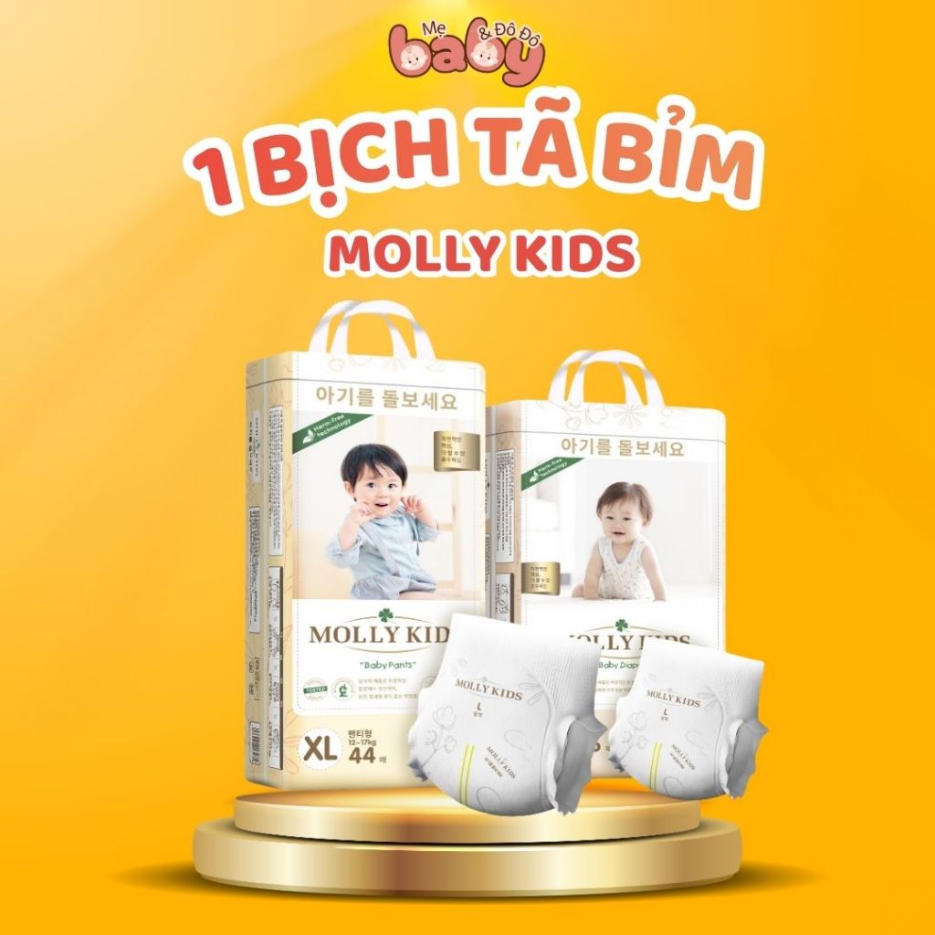 [ 1 Bịch Bỉm Molly Kids ] Bỉm Molly Kids Cho Bé Size NB66/SD62/MD56/MQ52/L48/XL44/XXL42/XXXL40/XXXXL