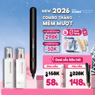  COMBO Máy Ép Tóc và Dưỡng Tóc AHA Dream Trend Uốn Xoăn 3 Trong 1 KOREMI Màu Đen Trắng Hồng - Bảo hành Chính Hãng 