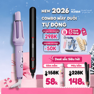  Combo Máy duỗi tóc uốn tóc xoăn tự động PRO máy sấy tóc máy dập xù bấm phồng chân tóc vuông KOREMI. Bảo Hành 12 tháng 