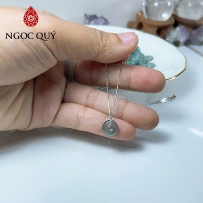 Dây chuyền đồng điếu cẩm thạch A- Phỉ thúy lam ngọc type A chất băng size nhí 9mm - Ngọc Quý