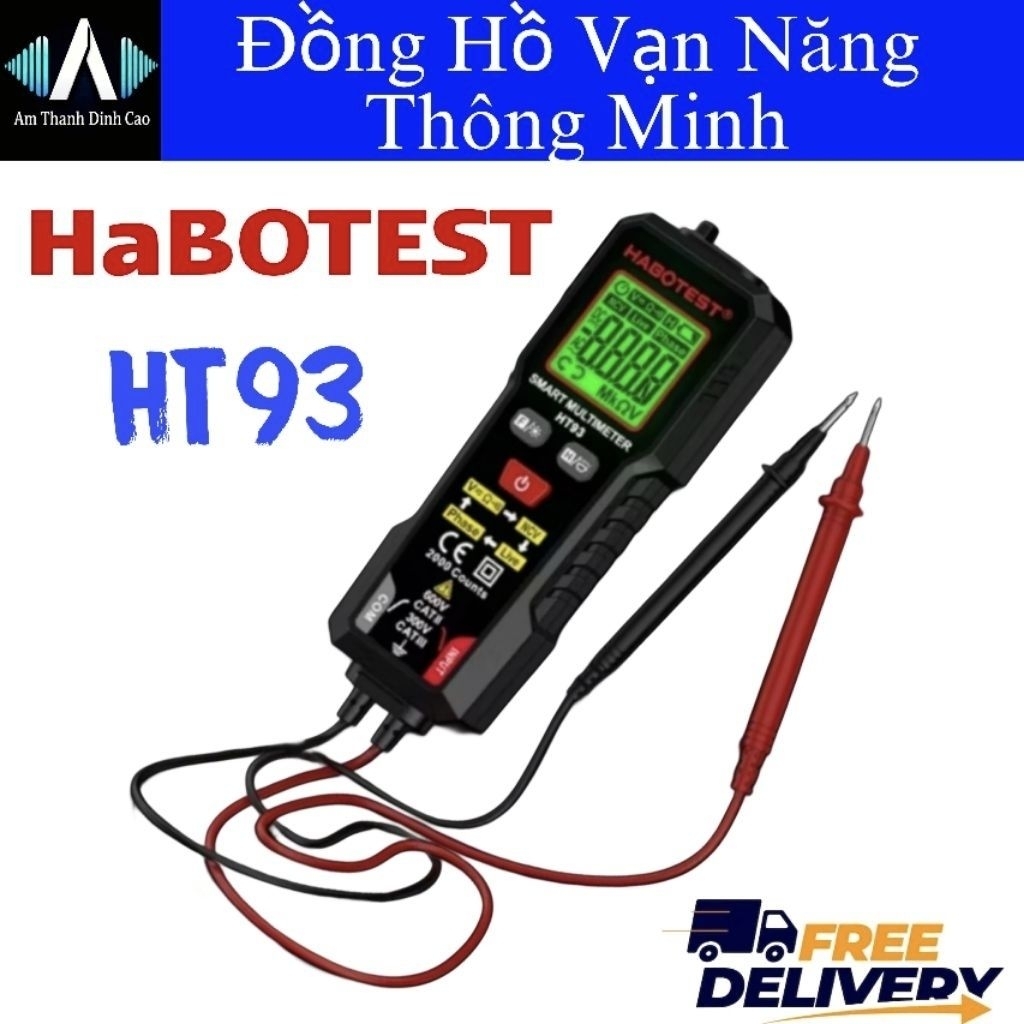 𝗛𝗧𝟵𝟯 Đồng hồ vạn năng thông minh đo điện AC/DC tự động auto Diy