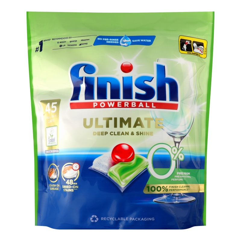 Viên rửa bát Finish ECO 0%/ Gel Eco/ Nước bóng Eco ( Sinh học hữu cơ, Mùi dịu , An toàn cho sức khỏe
