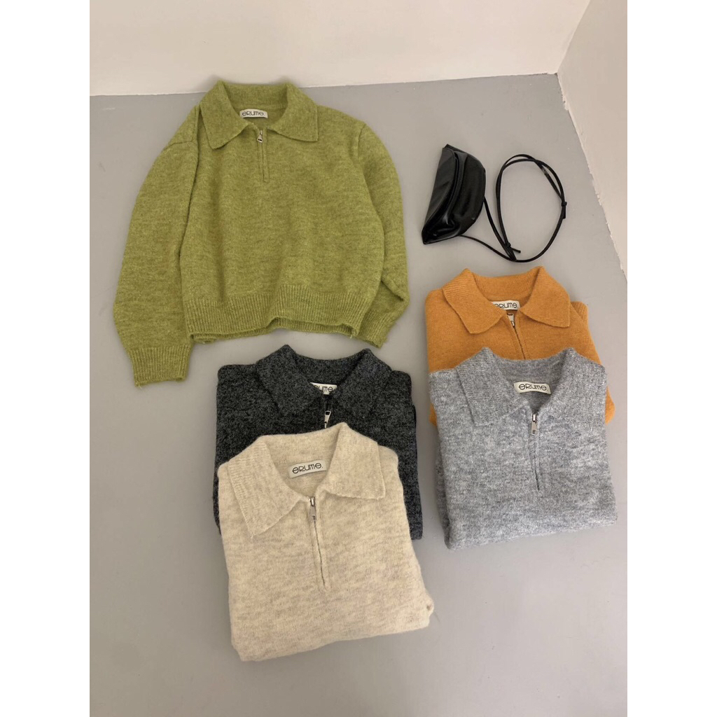 𝟏𝟎𝟗𝐜𝐦 Áo len cổ bẻ kéo khoá dày ấm mùa đông Erume