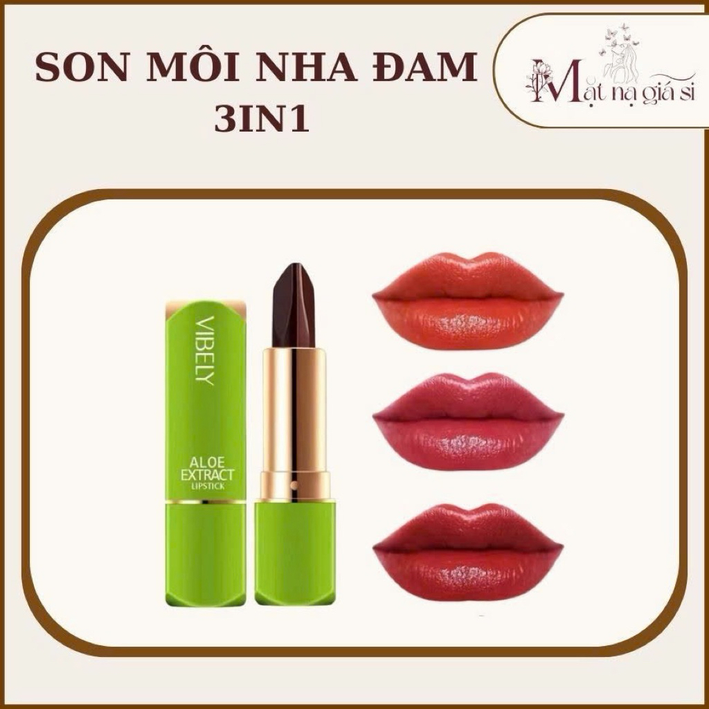 Son nha đam 3 in1, dưỡng ẩm, lâu trôi, khử thâm môi, son dưỡng môi - Lẻ 1 Cây
