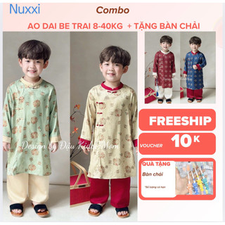 [2026] Áo dài 4 màu lụa cao cấp + kèm quần cho bé trai cá tính 10-40kg, thời trang cho bé
