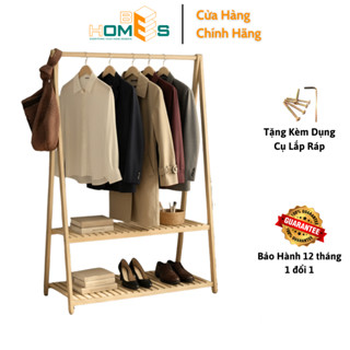  Giá treo quần áo gỗ chữ A Behomes 2 tầng - Chân 1m48 liền không nối 